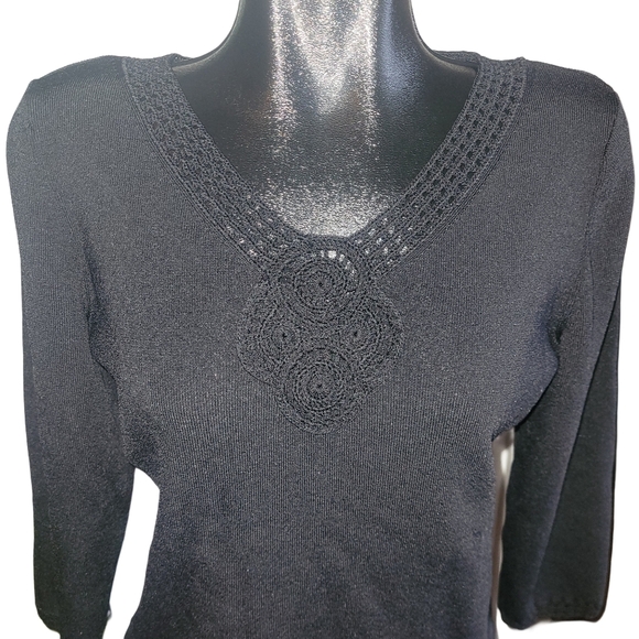 Nygard Collection Black Cropped Sleeve Sweater M - Picture 2 of 7